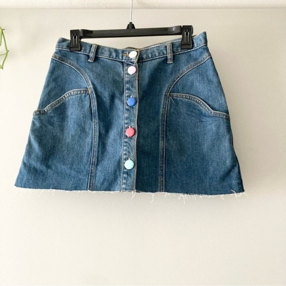 Pilcro and the Letterpress Rainbow Button‎ Denim Skirt 6